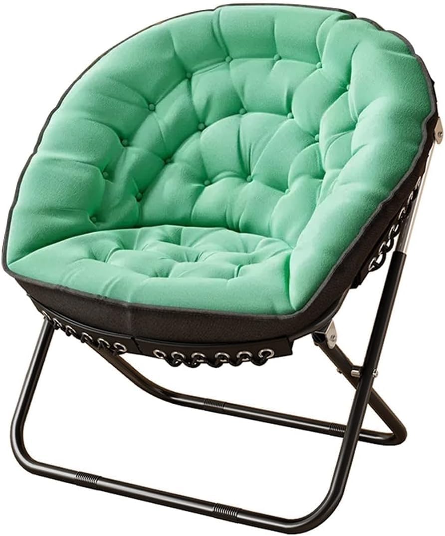Oversized Folding Saucer Chair Carbon Steel Frame for Home Office Living Room Nero Color(Green)