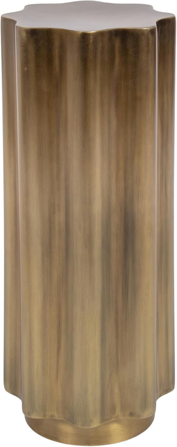 Kate and Laurel Pandey Modern Metal Wavy Drink Table, 9 x 9 x 22, Antique Brass, Curvy Mini Table for Use as a Pedestal Plant Stand Indoors or as a Small Nightstand Option