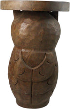 Ebros Gift Hand Carved Whimsical Wise Owl Round Top Sculptural Side Table Made of Mango Wood 18" Tall Home Office Decor Furniture