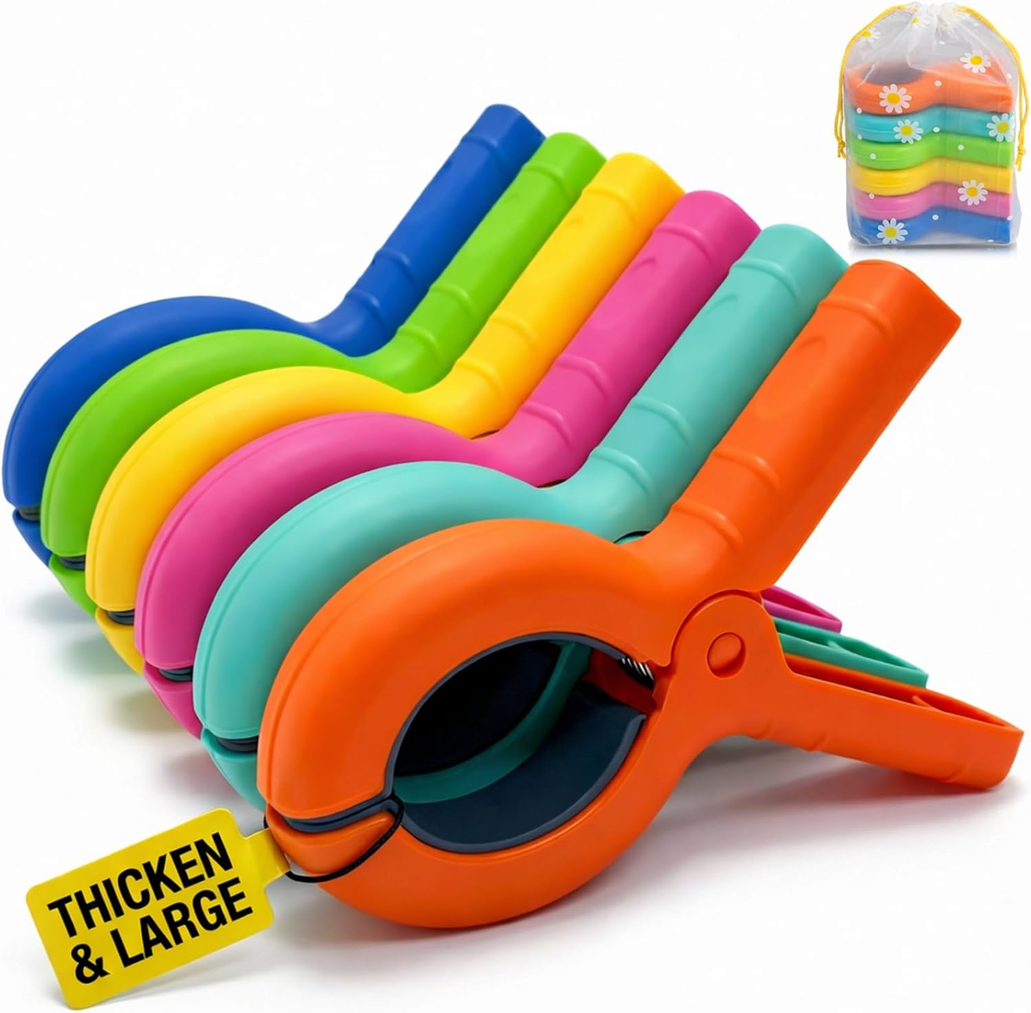 Large Beach Towel Clips for Beach Chairs, 6 Pcs Heavy Duty Towel Holder for Cruise Essentials, Clothes Pins to Beach Must Haves, Vacation Accessories for Lounge & Pool Chair Clips, Fort Clips