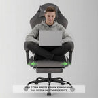 Ergonomic Gaming Chair Video Gamer Chairs Gaming Computer Chairs Gamer Chairs for Adults Massage Lumbar Support Swivel Height Adjustable Headrest Backrest Grey