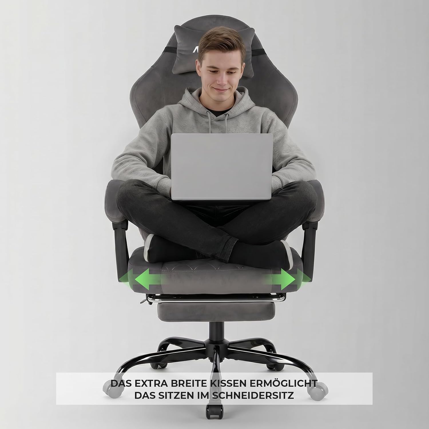 Ergonomic Gaming Chair Video Gamer Chairs Gaming Computer Chairs Gamer Chairs for Adults Massage Lumbar Support Swivel Height Adjustable Headrest Backrest Grey