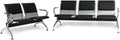 Peach Tree Reception Chairs Waiting Room Chair with Black Leather, Lobby Chairs for Reception Room, Office, Airport Reception Bench (5 Seat, Black)