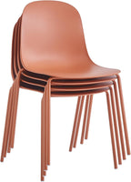 Dining Chairs Set of 4, Plastic Stackable Kitchen Chairs, Modern Indoor/Outdoor Chair with Metal Legs for Dining Room, Kitechen, Cafes, Restaurants (Terracotta)