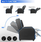 BOSSIN Gaming Recliner Chair for Adults 400lbs Racing Style Sofa Big and Tall PU Leather Recliner Seating, Modern Ergonomic Lounge Comfortable Home Movie Theater for Living Room(Blue)
