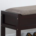 End of Bed Wood Bench for Bedroom, Mid Century Retro Upholstered 35.4'' Wooden Storage Shoe Bench Ottoman for Entryway, Hallway, Bedroom.