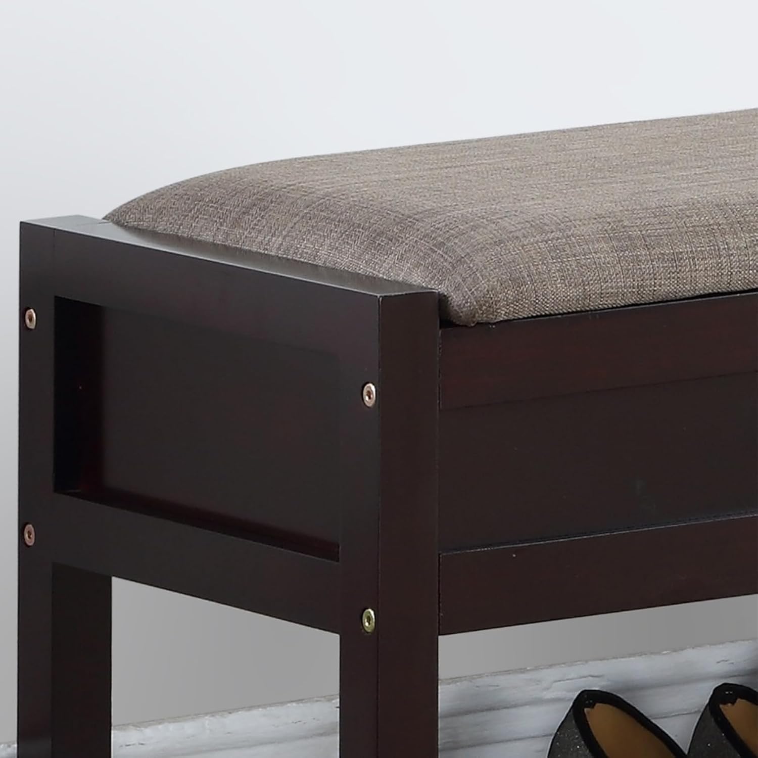 End of Bed Wood Bench for Bedroom, Mid Century Retro Upholstered 35.4'' Wooden Storage Shoe Bench Ottoman for Entryway, Hallway, Bedroom.