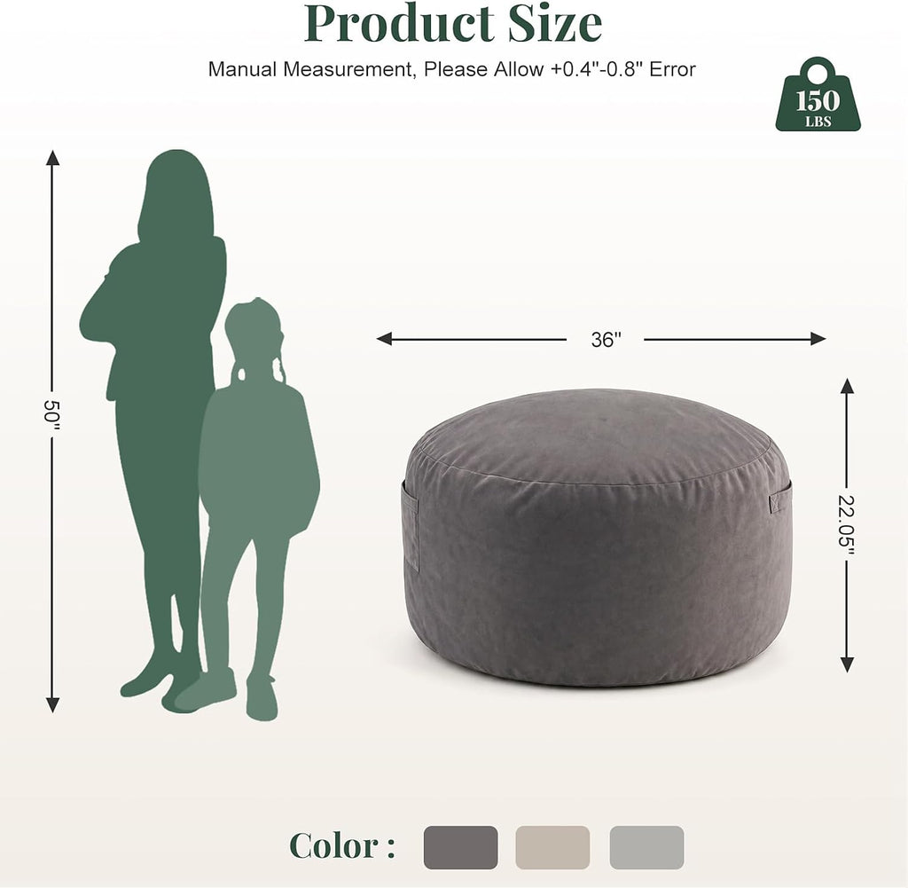 Bean Bag Chair, Bean Bags for Adults and Kids, Chair with Memory Foam Filled, Bean Bag Couch with Backrest and Armrests, Comfy Sofa for Living Room, Bedroom and Dorm, Dark Grey 36"