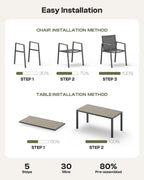 Outdoor Dining Chairs Set of 2, Aluminum Patio Armchairs, All Weather Patio Dining Furniture for Backyard, Deck, Poolside (Gray)