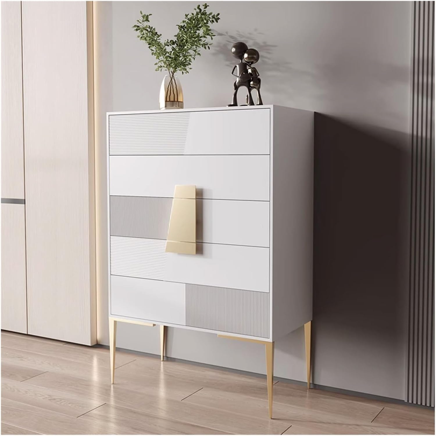 Entryway Cabinet Modern Simple Sideboard Light Luxury Large Capacity Storage Cabinet Living Room Tall Solid Wood Drawer Storage Cabinet Sideboard Storage Cabinet(B)