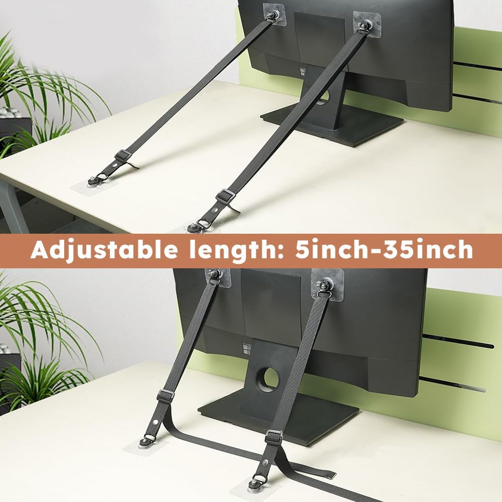 2 Pack Adjustable TV Safety Straps TV Wall Anchors No-Drill Adhesive Anti-Tip Furniture Anchors for Proofing Furniture Wall Anchors Flat Screens Fix to Wall,Cabinet,Stand Or Desk(COLOR:black)