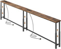 78.7’’ Narrow Console Table with 26"–34" Height Adjustable, Behind Couch Table Skinny with 2 Power Outlets and USB Ports, Long Sofa Tables for Living Room and Small Spaces, Rustic Brown