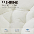DUMOS Saucer Chair, Cozy Faux Fur Folding Chair with Sturdy Black Metal Frame, Soft Plush Padded Square Lounge for Bedroom Living Room Dorm, Anti-Slip Portable Accent, White