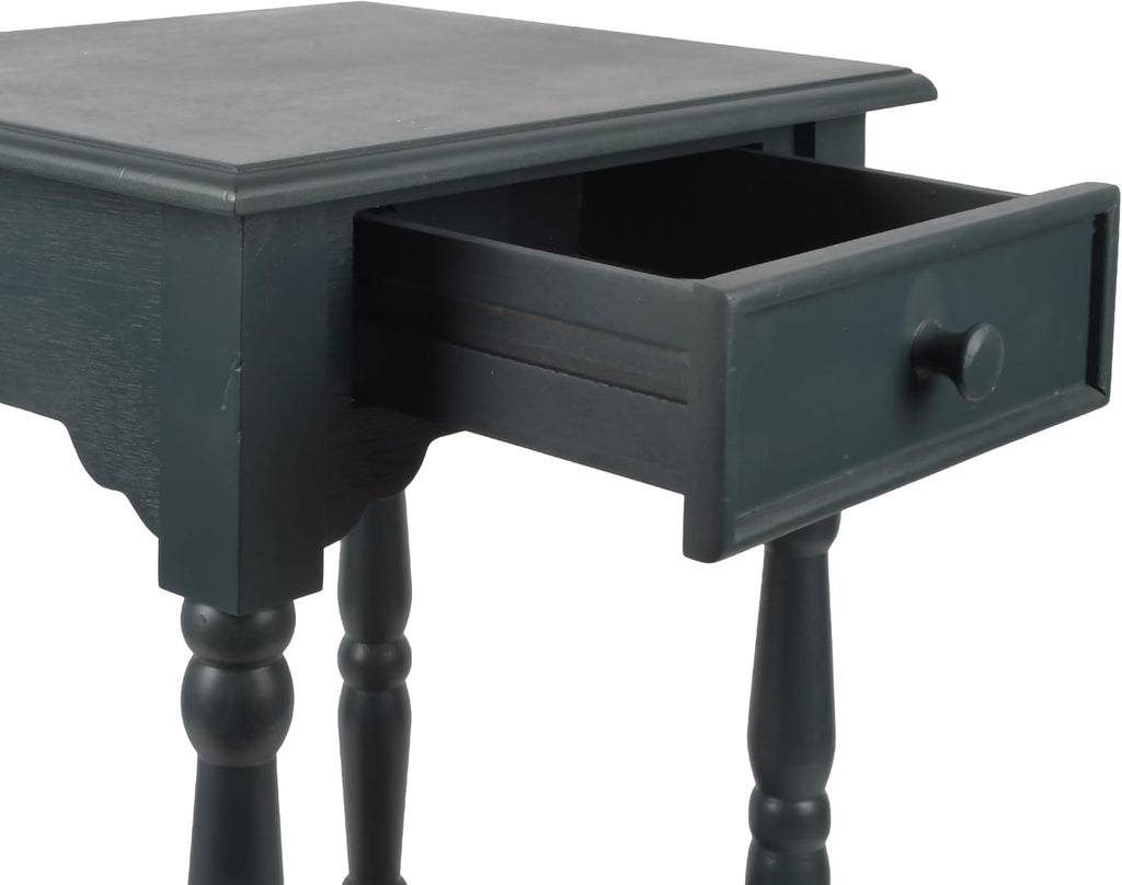 Decor Therapy Jane Nightstand Side Table with a Drawer, Shelf, Traditional Design, Navy 17" D x 14" W x 26" H
