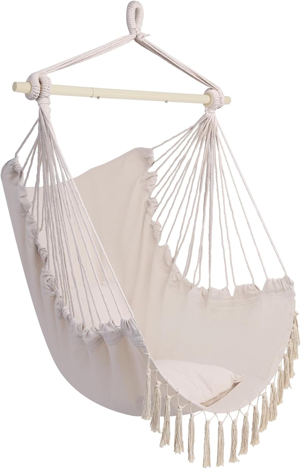 Hammock Chair Hanging Swing, Easy Install Indoor Outdoor Swing Chair with Cushions, Foldable for Bedroom Dorm Camping Patio
