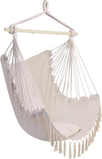 Hammock Chair Hanging Swing, Easy Install Indoor Outdoor Swing Chair with Cushions, Foldable for Bedroom Dorm Camping Patio