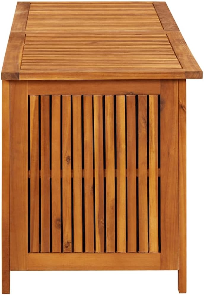 Solid Acacia Wood Patio Storage Box 59.1x19.7x22.8 Inch, Garden Storage Bench with Waterproof Zippered Bag, Gas-Lift Lid for Cushions and Tools