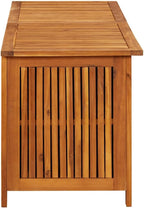Solid Acacia Wood Patio Storage Box 59.1x19.7x22.8 Inches, Waterproof Outdoor Storage Box with Gas-Lift Lid, Bench and Side Table for Cushions, Pillows, Garden Tools