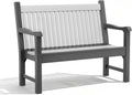 Psilvam Garden Bench, 2-Person Poly Lumber Patio Bench, All-Weather Outdoor Bench that Never Rot and Fade, Memorial Bench, Suit for Garden, Porch and Park (Dark Grey)