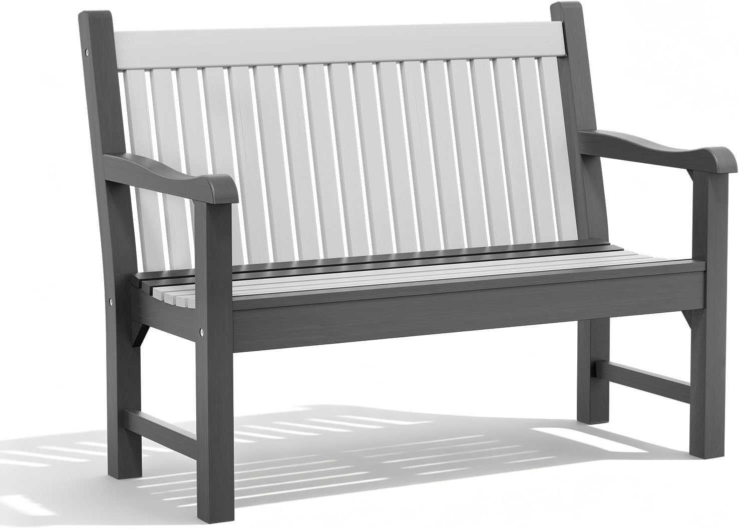 Psilvam Garden Bench, 2-Person Poly Lumber Patio Bench, All-Weather Outdoor Bench that Never Rot and Fade, Memorial Bench, Suit for Garden, Porch and Park (Dark Grey)