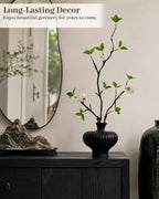 22'' Budded Faux Stem with Vase, 1pcs Artificial Greenery Plant for Centerpiece Table Decorations, Fake Branches in Vase for Farmhouse Living Room Bathroom Office Kitchen Decor - Black