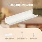 Nursery Book Shelves,Kids Bookshelf and Toy Storage,17 Inch Metal Floating Shelves Set of 4,Wall Shelves for Bedroom, Kids Room,Bathroom,Kitchen,Playroom Decor,Nursery Decor (White Metal, 17 inch)