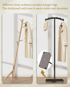 Arcuate Garment Rack, T-shaped Coat Tree Freestanding, Metal Clothes Racks, Natural Stable Rock Base, Suitable For Outerwear, Clothes, Handbags, 68.9in, Black