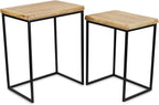 HomeRoots Set of Two 25" Black and Brown Solid Wood Nested Tables