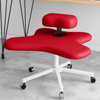 Kneeling Chair, Ergonomic Seat, Five Pronged with Caster Support Legs, Height Adjustable Stool for Posture Improvement and Correction, Suitable Home Office Use, Multi Colour Options (Red)
