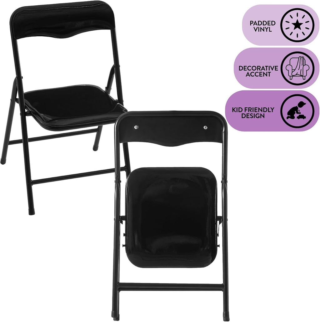 Heritage Kids Padded Folding Chair for Kids, Set of 2, Black, Ages 3+