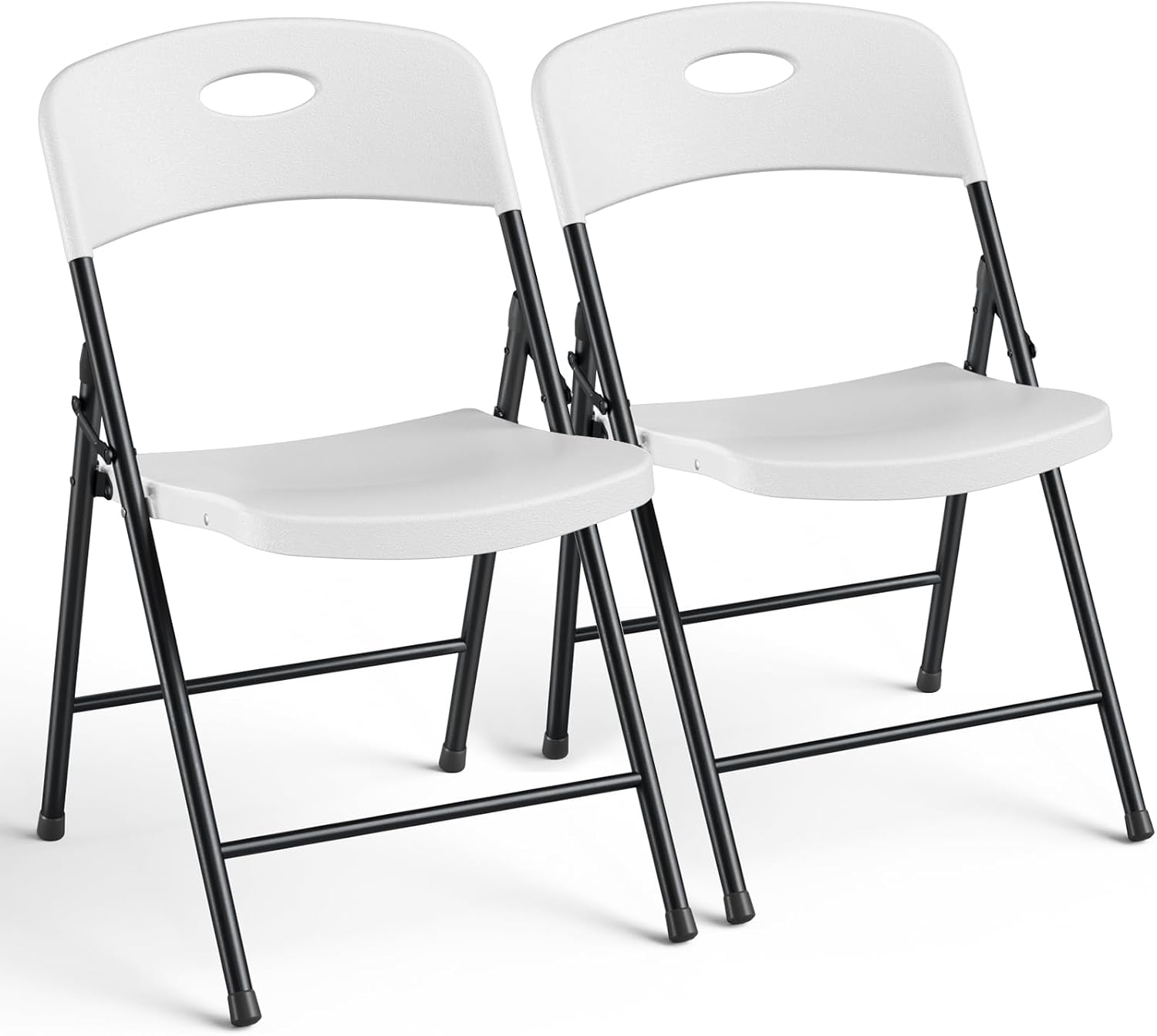Plastic Folding Chair, Heavy Duty Reinforced Steel Frame Outside Foldable Chairs 350 Lbs Capacity Stackable Portable Collapsible Chair for Outdoor Indoor, Commercial, Wedding, Party, Patio