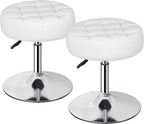 JupiterForce Adjustable Vanity Stool Chair for Makeup, 360° Swivel Makeup Vanity Chair Faux Leather Vanity Stool for Makeup Room, Bathroom and Living Room, White