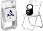 6 Pack White Plastic Folding Chairs, Lightweight Foldable Chair with 350lbs Capacity, Portable Seat with Sturdy Steel Frame for Indoor & Outdoor Use