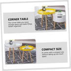 Nordic Style Small Round Coffee Table Creative Mini Sofa Side Table Yellow for Living Room Bedroom Use