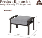 RoyalCraft Durable Iron Patio Footstool with Cushions ?Stable, Weather-Resistant Outdoor Ottoman for Relaxation & Extra Seating