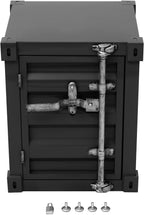 Side Table, Multifunctional Container Cabinet Style Side Table, Shipping Container Design Lockable Storage Cabinet, for Bedroom Living Room Office (Black)