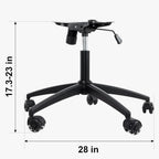 Frassie Heavy Duty Gaming Office Chair Metal Base Set Replace Part with Bottom Plate Stand Cylinder, 5 Wheels Bell Glides Replacement (Black)