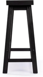 Benzara Amber Counter Height Bench, Backless Seat, Charcoal Black Acacia Wood