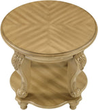 KEIKI Solid Rubber Wood Round Side End Table with Storage Shelf, Traditional Vintage Couch Sofa Bedside Table Night Stand for Living Room Bedroom, Espresso