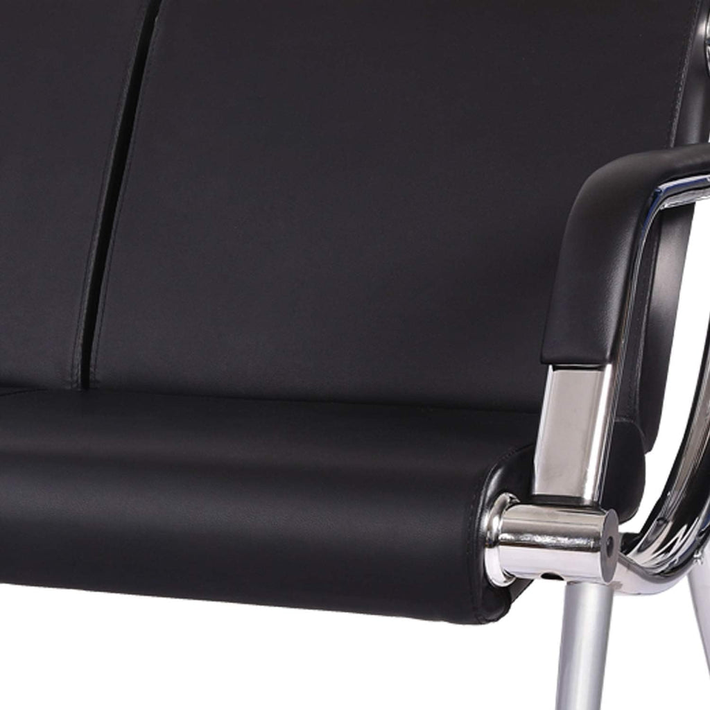 Kinfant Waiting Room Chair- Office Reception Furniture with Armrest and PU Leather Cushion, Office Guest Chair for Waiting Room Airport Hospital Bank Lobby, Black (Black, 3-seat)