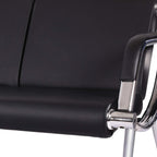 Kinfant Waiting Room Chair- Office Reception Furniture with Armrest and PU Leather Cushion, Office Guest Chair for Waiting Room Airport Hospital Bank Lobby, Black (Black, 3-seat)