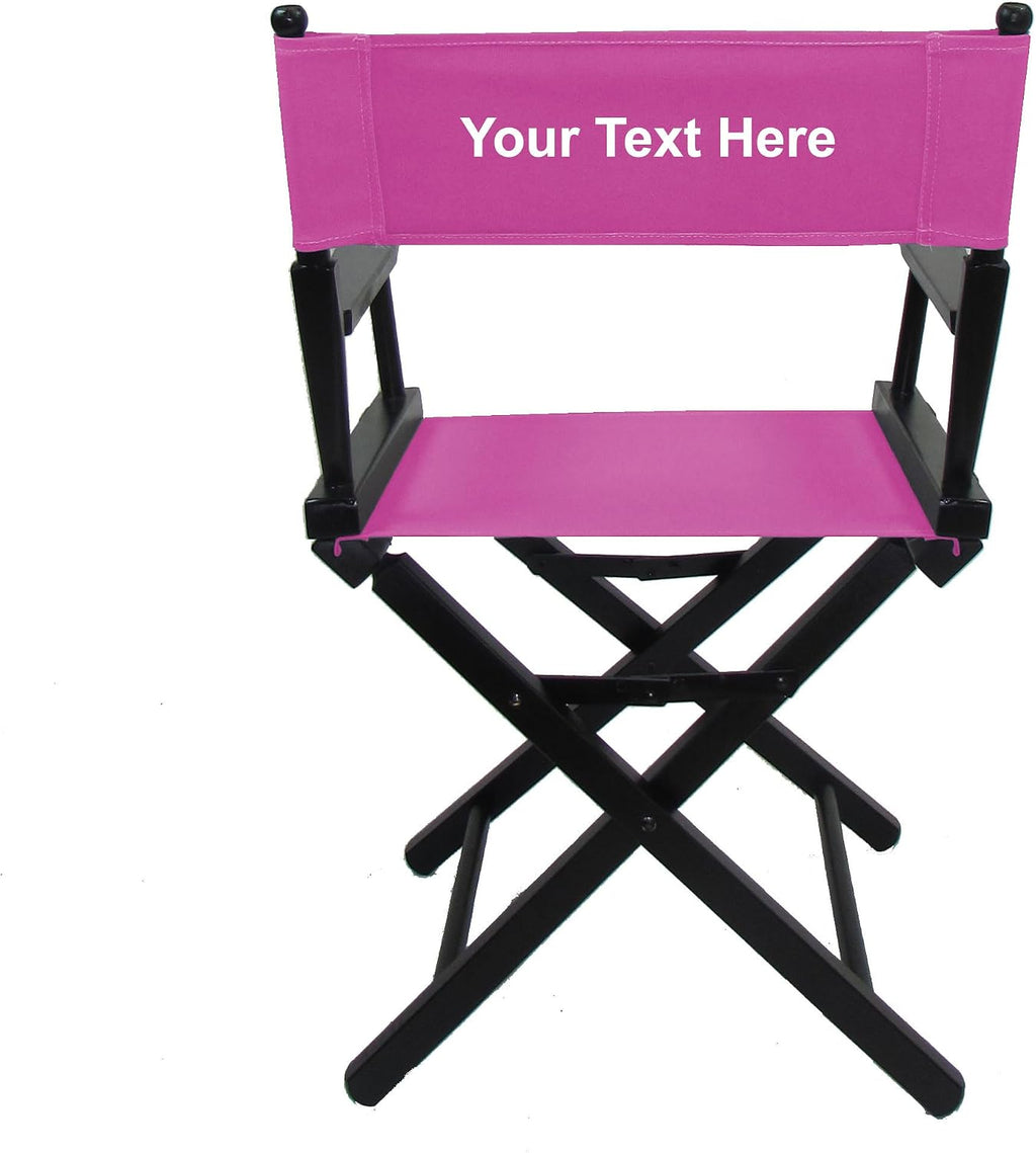 TLT 18" Table Height Folding Director’s Chair – Black Frame – Personalized/Imprinting – Contemporary Style - Pink Canvas