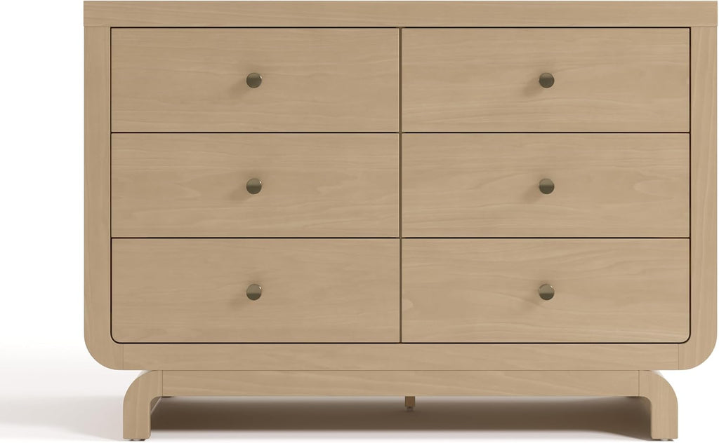 Storkcraft Santorini 6 Drawer Double Dresser, Driftwood | GREENGUARD Gold Certified, Interlocking Drawer System, Premium Wood Dresser Drawer Organizer for Nursery and Kids Bedroom