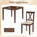 Giantex Dining Table Set for 4, Square Kitchen Table Set w/Rubber Wood Frame, 4 Upholstered Chairs w/X-Shaped Backrest, Space-Saving Dinette Set for Small Space, Dining Room, Breakfast Nook