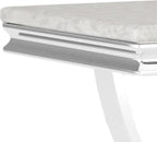 Benzara Wety Side End Table, 24 Inch Faux Marble Top, Curved Chrome Pedestal