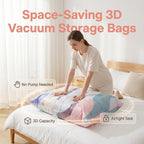 No-Pump Vacuum Storage Bags, Cube Compression Space Saver Bags, Upgrade Large Storage Compression Bags Press & Seal, For Clothes,Bedding Comforters, Blankets (5PCS, Large)