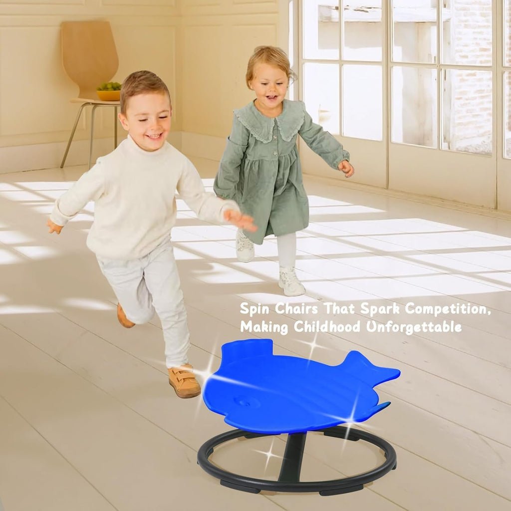 Sensory Spinning Chair for Kids with Autism & ADHD, Swivel Chair for Indoor/Outdoor Use, Sit and Spin Toys, Fish-Shaped Sensory Chairs for Autistic Children, Training Body Coordination (Dark Blue)