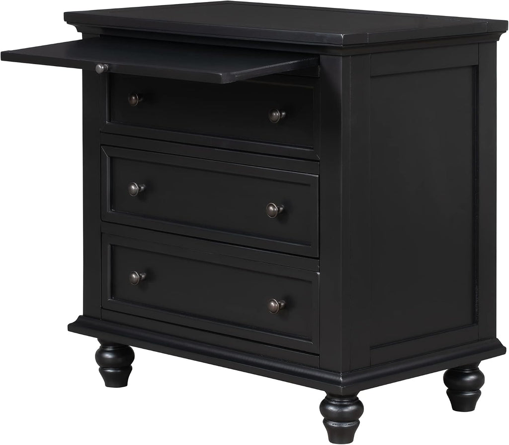 28'' Painted Nightstand with Pull Out Tray, Bedside Cabinet with 3 Drawers, Sofa Side Table with Rubber Legs and Metal Handle for Bedroom Sofa Couch Office