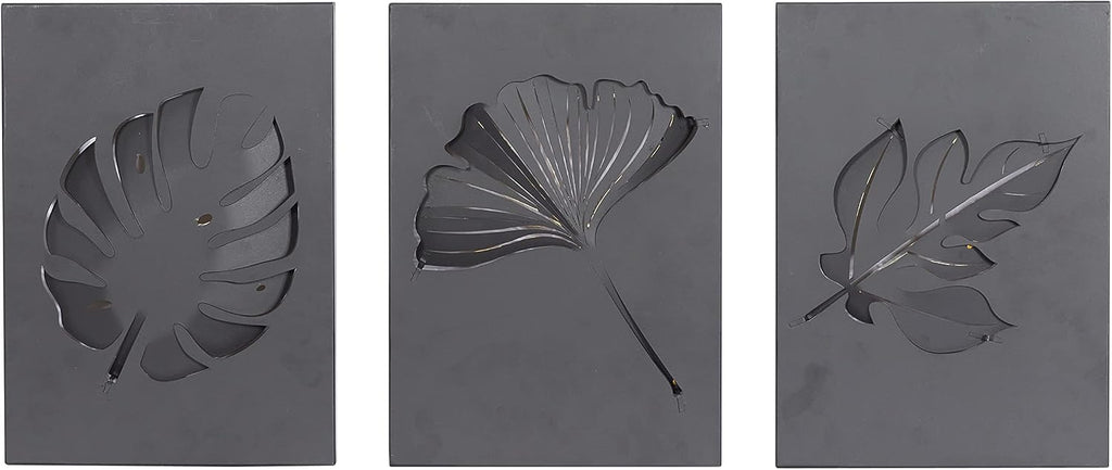Deco 79 Metal Leaf Wall Decor, Set of 6 10"W, 15"H, Black