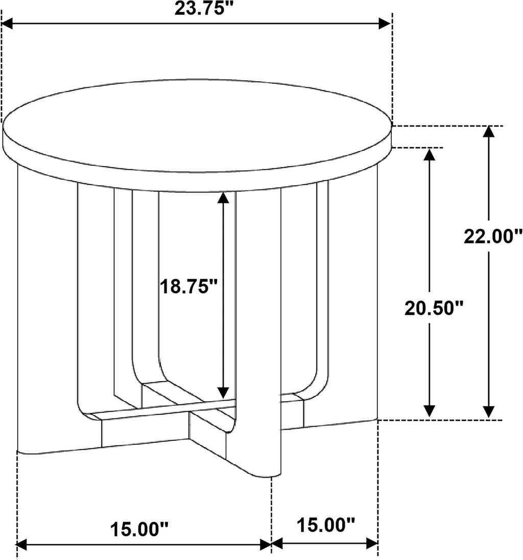 Coaster Home Furnishings - Kessler - Wood - End Table with Circular Surface, Cross Bracing, and Thick Top - Living Room - 23.5-Inch - Light Oak - 735987